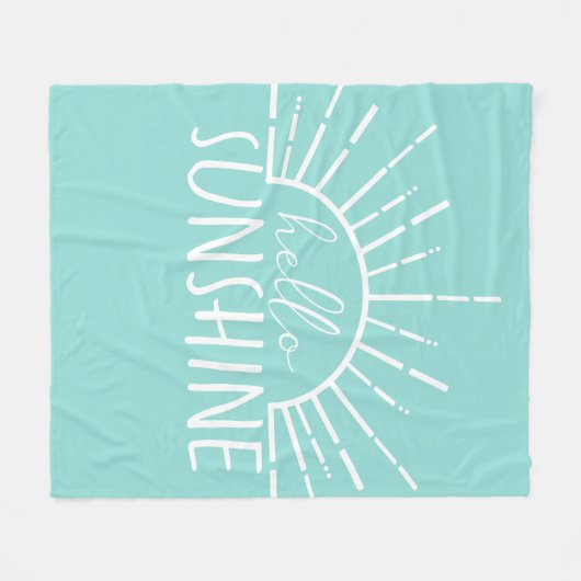 Aqua Simple Modern Hello Sunshine Fleecedecke (Vorderseite (Horizontal))