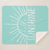 Aqua Simple Modern Hello Sunshine Sherpadecke (Vorderseite (Horizontal))