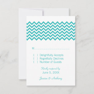 Aqua Simple Zickzack Response Card RSVP Karte