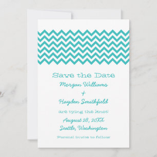 Aqua Simple Zickzack Save the Date einladen