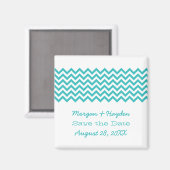 Aqua Simple Zickzack Save the Date Magnet (Vorderseite/Rückseite)
