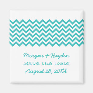 Aqua Simple Zickzack Save the Date Magnet