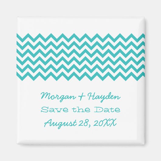 Aqua Simple Zickzack Save the Date Magnet (Vorne)