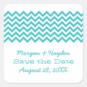 Aqua Simple Zickzack Save the Date Stickers