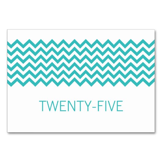 Aqua Simple Zickzack Table Card Tischnummer (Vorderseite)