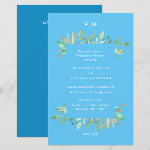 Aqua Sky Blue Floral Budget Hochzeit Einladung A9