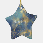 Aqua Sky Blue Gold Glitzy Confetti Sparkone Keramik Ornament (Links)
