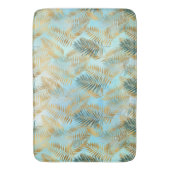 Aqua Sky Green Gold Tropical Blätter Badematte (Vorderseite Vertikal)