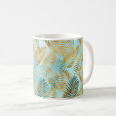 Aqua Sky Green Gold Tropical Blätter     Kaffeetasse (VorderseiteRechts)