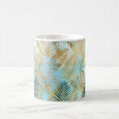 Aqua Sky Green Gold Tropical Blätter     Kaffeetasse (Mittel)