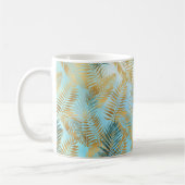 Aqua Sky Green Gold Tropical Blätter     Kaffeetasse (Links)
