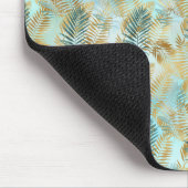Aqua Sky Green Gold Tropical Blätter          Mousepad (Ecke)