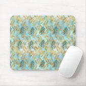 Aqua Sky Green Gold Tropical Blätter          Mousepad (Mit Mouse)