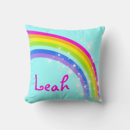 Aqua Sky Regenbogen Rosa Namenskissen Kissen