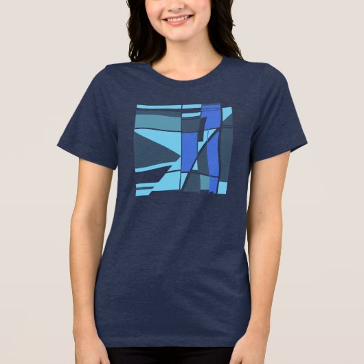 Aqua Slate Aquamarin Royal Blue Geometric Shapes M Tri-Blend Shirt (Vorderseite)