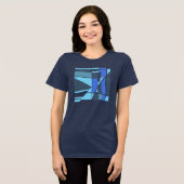 Aqua Slate Aquamarin Royal Blue Geometric Shapes M Tri-Blend Shirt (Vorderseite voll)