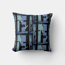 Aqua Slate Blue Black Southwest Look Large Mosaik Kissen