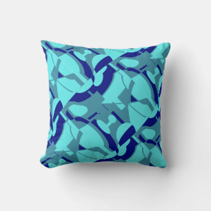 Aqua Slate Mediterrane Diagonal Abstrakt Kissen
