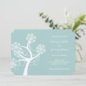 Aqua Snow Blume Tree Winter Wedding Save the Date Einladung (Stehend Vorderseite)