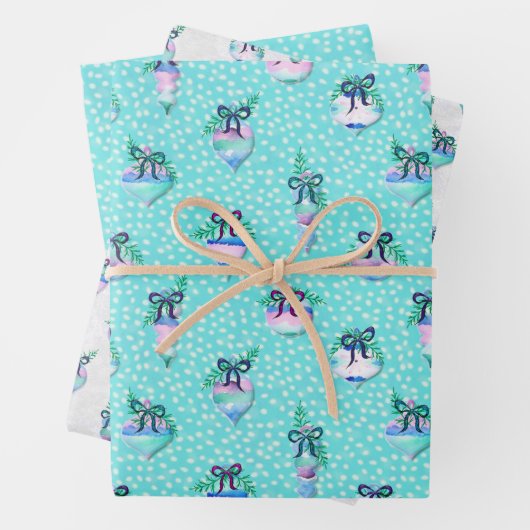 Aqua Snow Polka Dot Geschenkpapier Set (Beispiel)