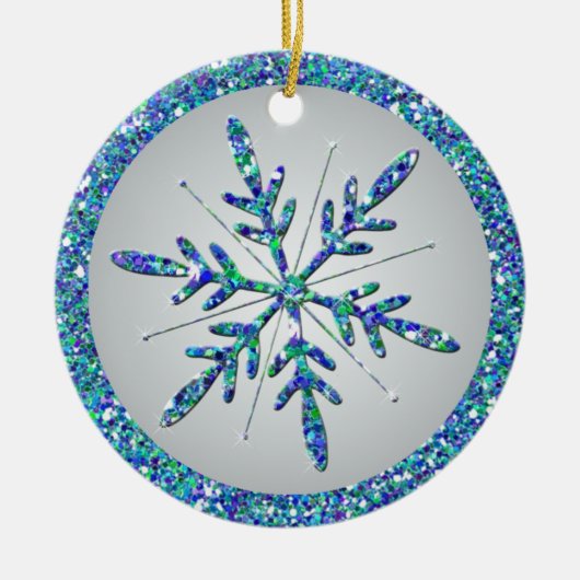 Aqua Snowflake Foto Quinceañera Keepake Ornament (Vorne)