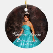 Aqua Snowflake Foto Quinceañera Keepake Ornament (Hinten)