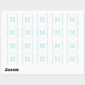Aqua Snowflake Frame Holiday Monogram Quadratischer Aufkleber (Blatt)