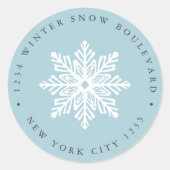 Aqua Snowflake Hochzeit Weihnachtsansprache Runder Aufkleber (Vorderseite)