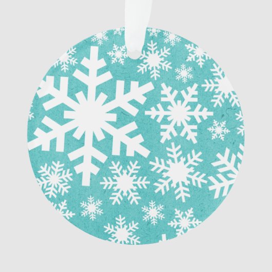 Aqua Snowflake Muster Akryllische Ornamente (Vorderseite)