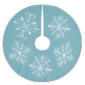 Aqua Snowflake Weihnachtsbaumrock Polyester Weihnachtsbaumdecke (Vorderseite)
