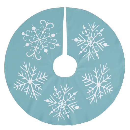 Aqua Snowflake Weihnachtsbaumrock Polyester Weihnachtsbaumdecke (Vorderseite)