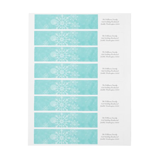 Aqua Snowflake Wirbel Holiday Address Labels (Bogen)