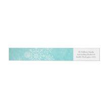 Aqua Snowflake Wirbel Holiday Address Labels