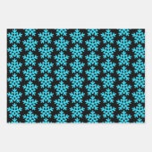 Aqua Snowflakes auf schwarz Geschenkpapier Set (Vorderseite 2)