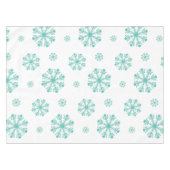 Aqua Snowflakes auf weißem Holiday Tableclout Tischdecke (Vorderseite (Horizontal))