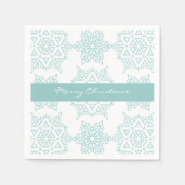 Aqua Snowflakes Frohe Weihnachtsfeiertage Serviette