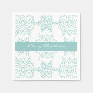 Aqua Snowflakes Frohe Weihnachtsfeiertage Serviette