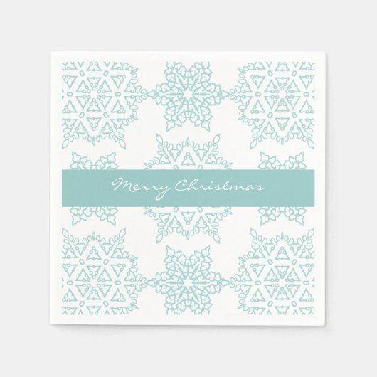 Aqua Snowflakes Frohe Weihnachtsfeiertage Serviette (Vorderseite)