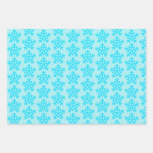 Aqua Snowflakes Niedlich Geschenkpapier Set (Vorderseite 3)