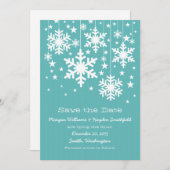 Aqua Snowflakes und Stars Save the Date einladen (Vorne/Hinten)
