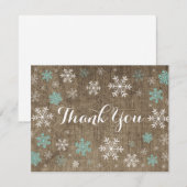Aqua Snowflakes Winter Burlap Danke Karte (Vorne/Hinten)