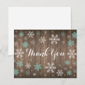 Aqua Snowflakes Winter Rustikales Holz Danke Karte (Vorne/Hinten)