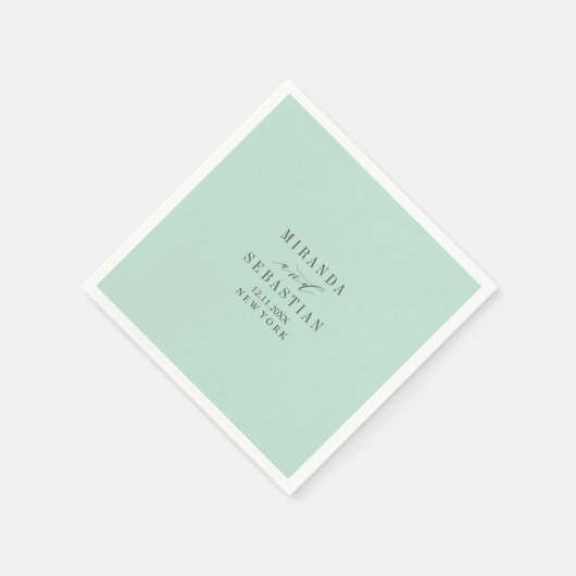 Aqua Solid Monogram Hochzeit Serviette (Ecke)