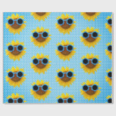 Aqua-Sonnenbrille auf Sonnenblumen Geschenkpapier (Flach)