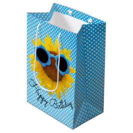 Aqua-Sonnenbrille auf Sonnenblumen Mittlere Geschenktüte