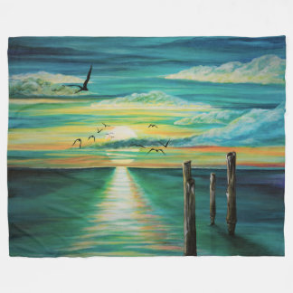 Aqua-Sonnenuntergang-Fleece Throwdecke Fleecedecke