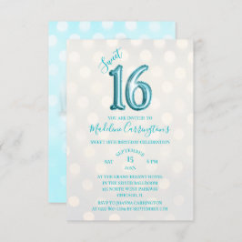 Aqua Sparkle Foil Sweet 16 Birthday Foto Einladung