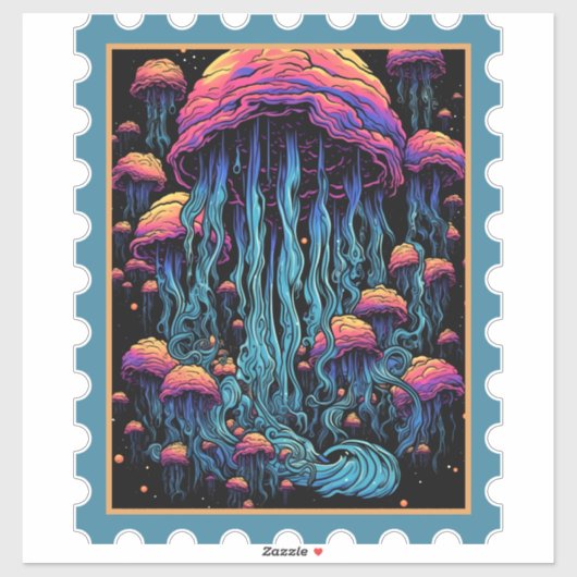 Aqua Spectacle: Riesenfarbener Quallen Aufkleber (Blatt)