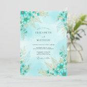 Aqua Splendid Aquarell-Hochzeit Einladung (Stehend Vorderseite)