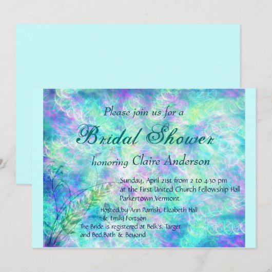 Aqua Spring Bridal Dusche Einladung (Vorne/Hinten)